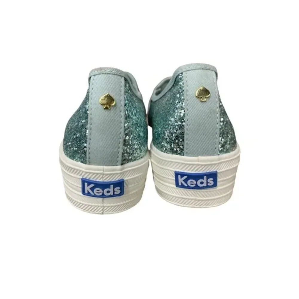 Keds x Kate Spade Light Blue Glitter Triple Decker Slip-On Shoes sneaker size 8 - Picture 3 of 3